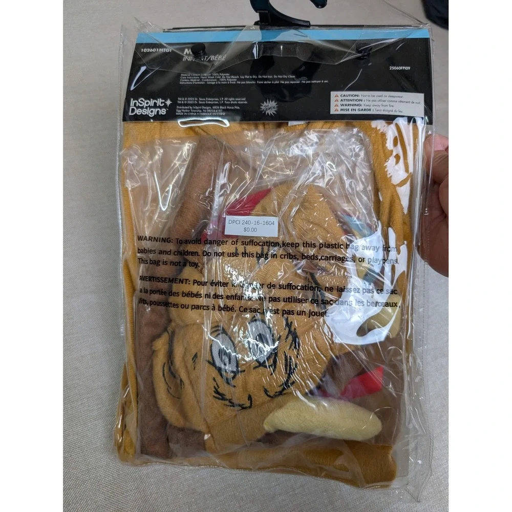 Dr. Seuss Max Costume Infant 12-18 Months Brown NWT Grinch Reindeer Antler Dog